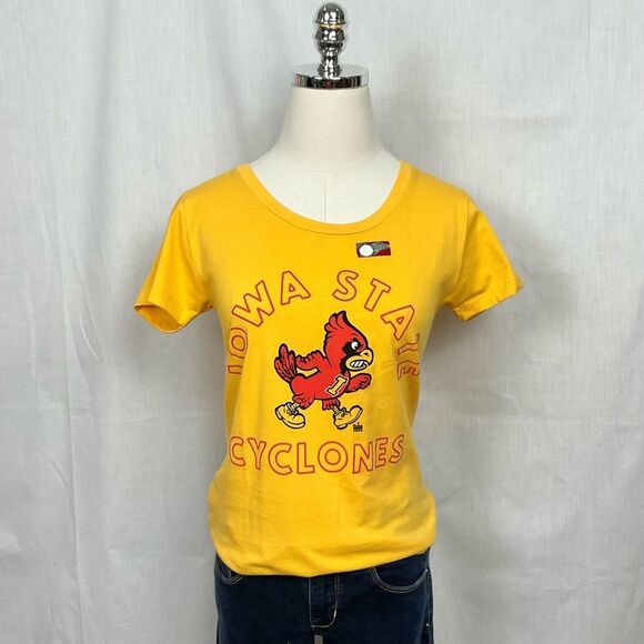 Charlie Hustle Iowa State T-Shirt Yellow Fitted Ladies Sz Small ISU Cyclones New - Picture 1 of 5